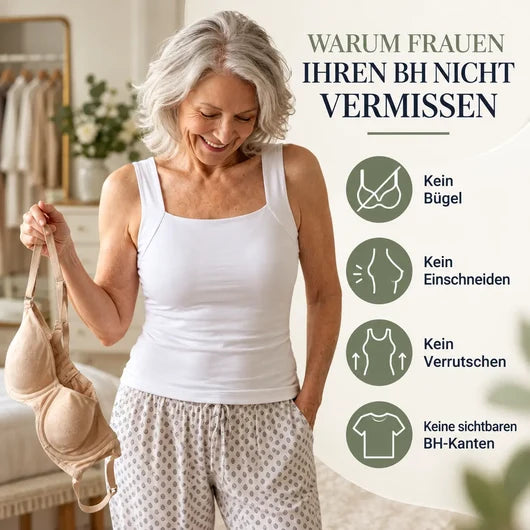 Top 3-in-1 – Das Top, das Ihren BH ersetzt | Bequemes Support-Top mit integriertem BH