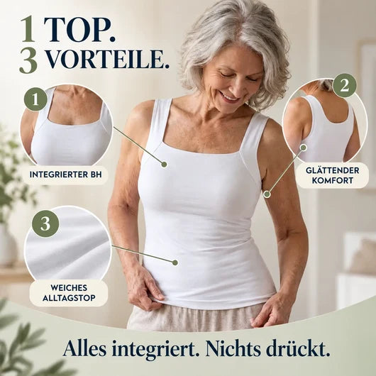 Top 3-in-1 – Das Top, das Ihren BH ersetzt | Bequemes Support-Top mit integriertem BH