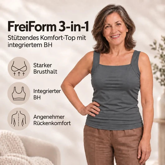 Top 3-in-1 – Das Top, das Ihren BH ersetzt | Bequemes Support-Top mit integriertem BH