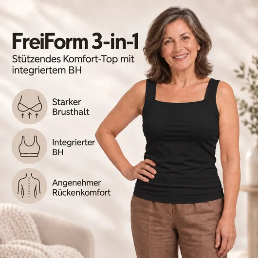 Top 3-in-1 – Das Top, das Ihren BH ersetzt | Bequemes Support-Top mit integriertem BH