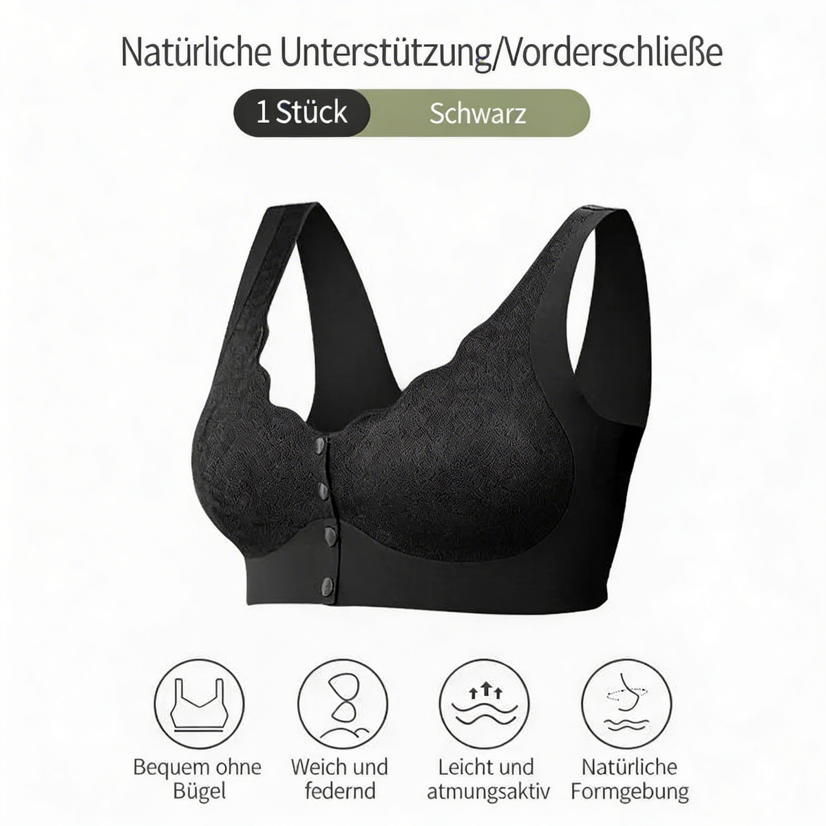 Damen-BH für ältere Frauen – Vorderöffnung, bügelfrei, weich & bequem, Sport-Top-Stil